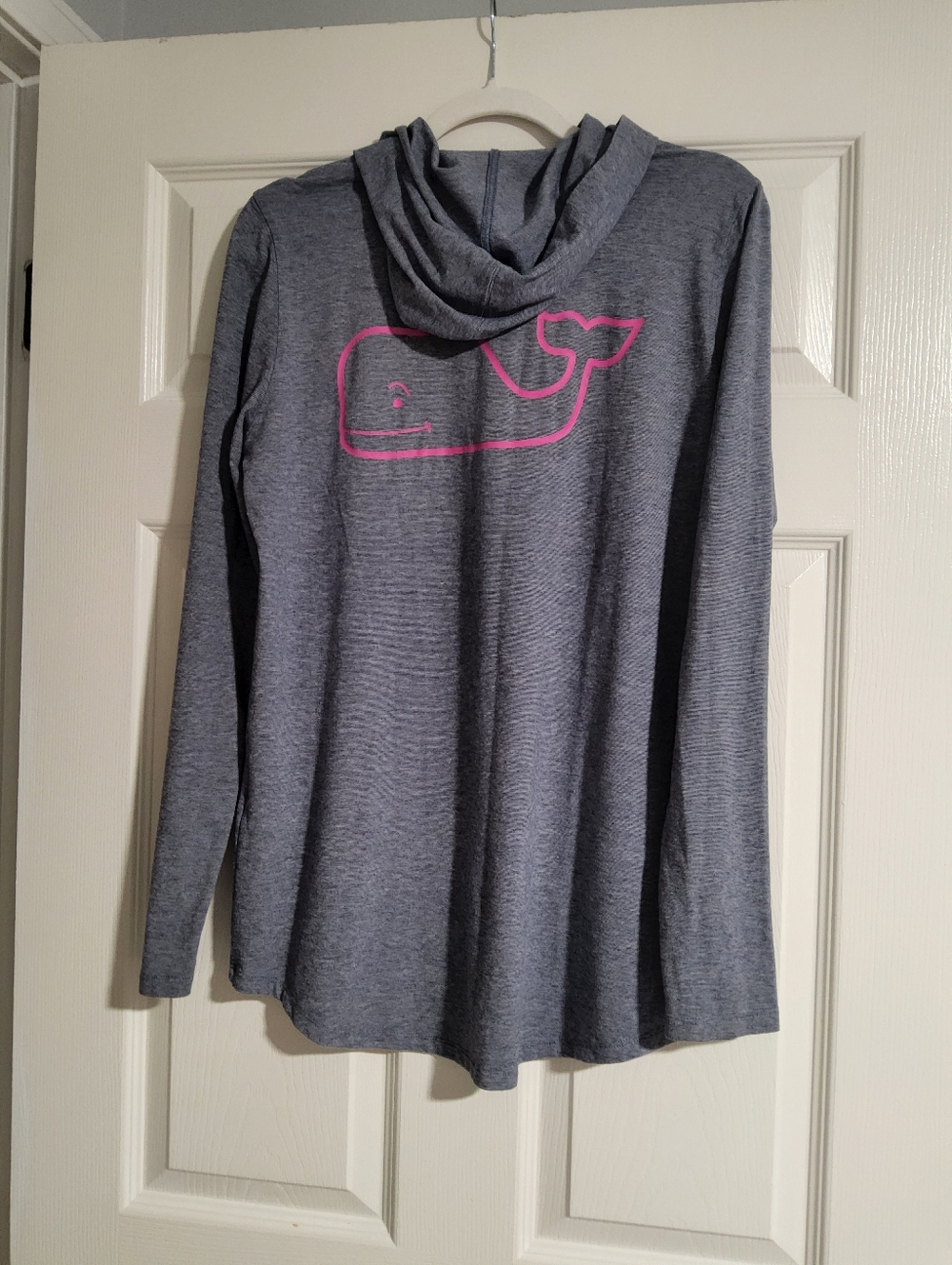 Vineyard Vines Heather Gray Hooded Tee with White Whale Logo